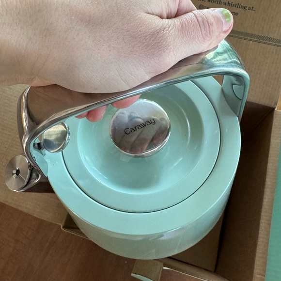 Caraway Mist Green Whistling Tea Kettle clean boiling & brewing NEW - Picture 5 of 7